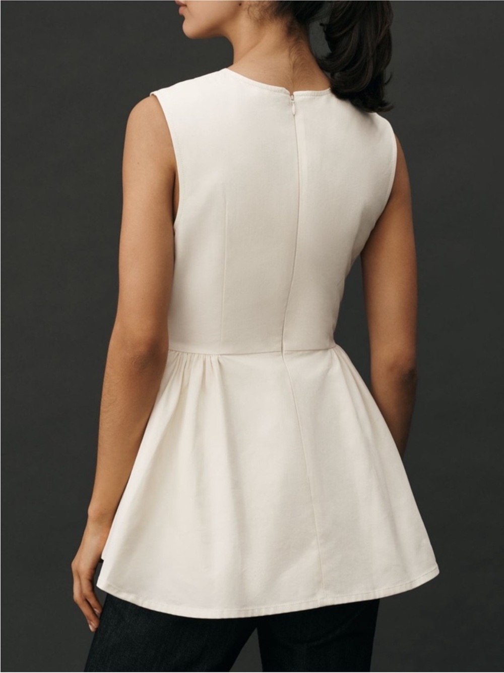 Anthropologie Mare Mare Sleeveless Top Cream Peplum Structured - Picture 2 of 12